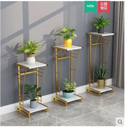 Wrought iron flowerpot stands Nordic gold sitting room simple interior decoration stands for the balcony to buy things