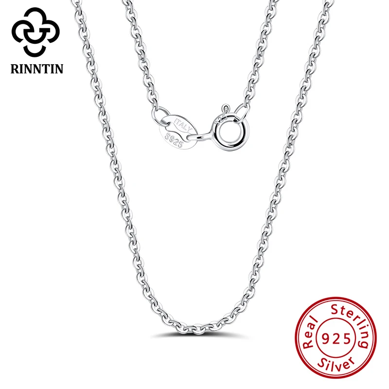 

Rinntin 100% S925 Silver Women O Cross Link Slim Chain Necklace for Pendant 40cm/45cm/50cm Female Summer Fashion Jewelry SC20