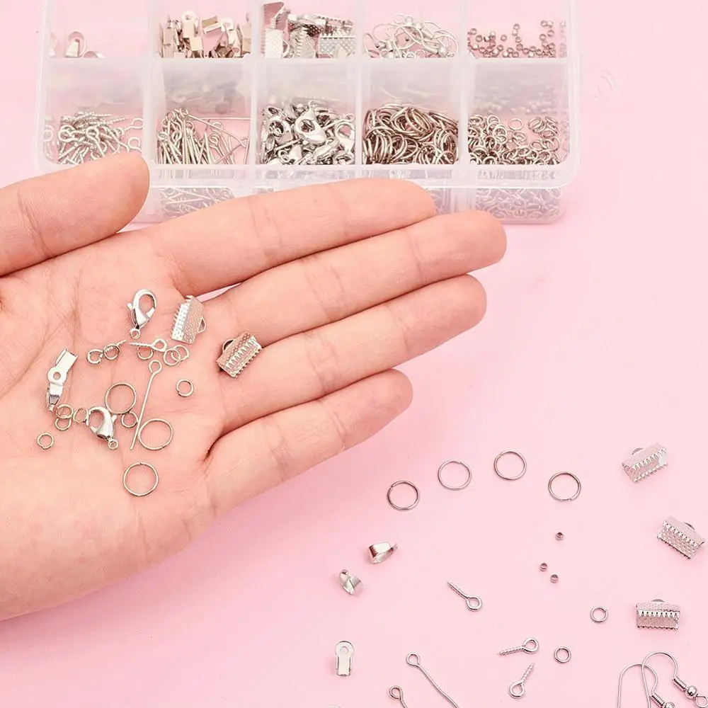 1 Set DIY Jewelry Making Kit with Jump Rings Clasps Pins  Earring Hooks Iron Ends Bails and Tools for Jewelry Making