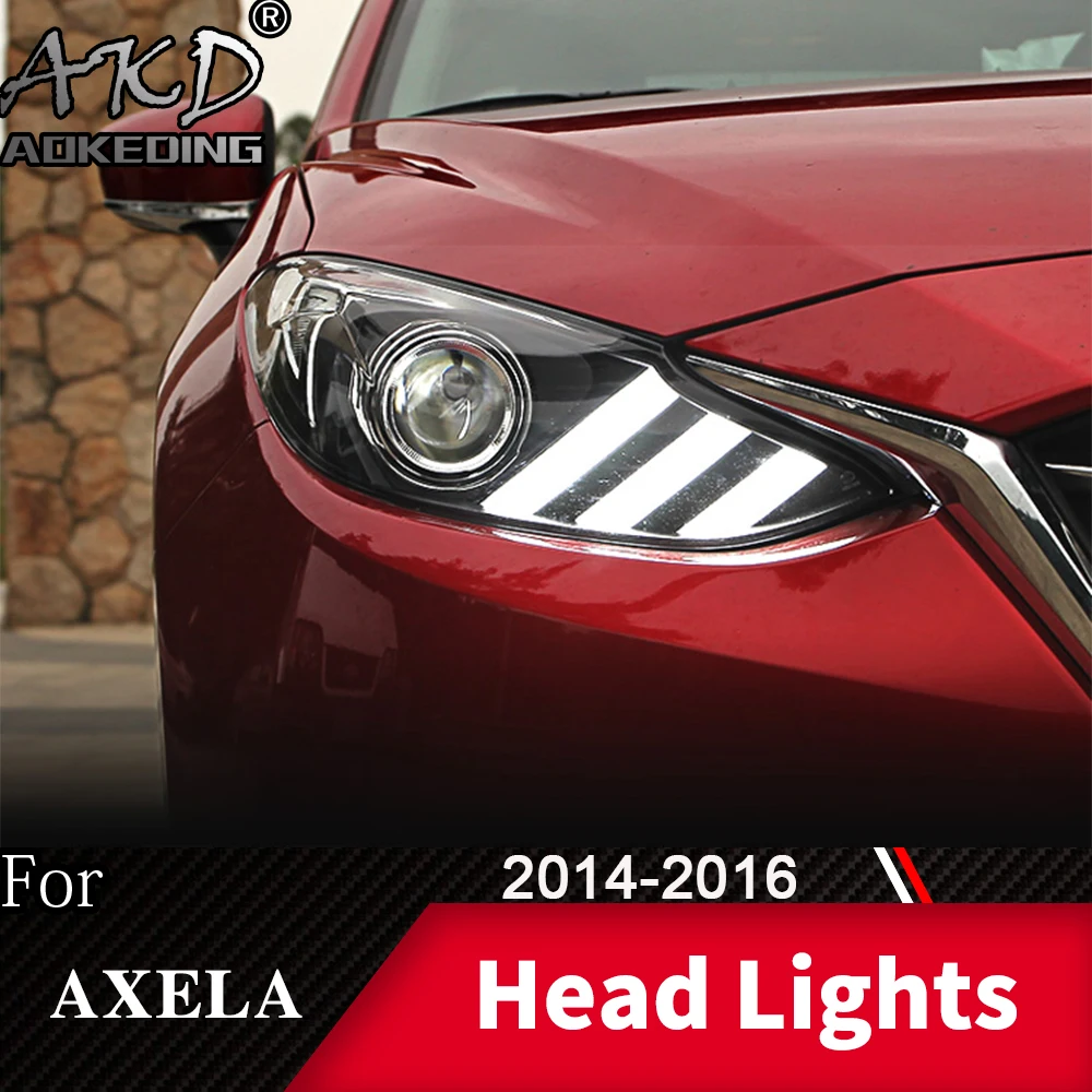 

AKD Car Lamp For Mazda 3 Axela 2014-2017 Headlights DRL H7 LED Bi Xenon Bulb Assembly Upgrade Dynamic Signal Auto Accessories