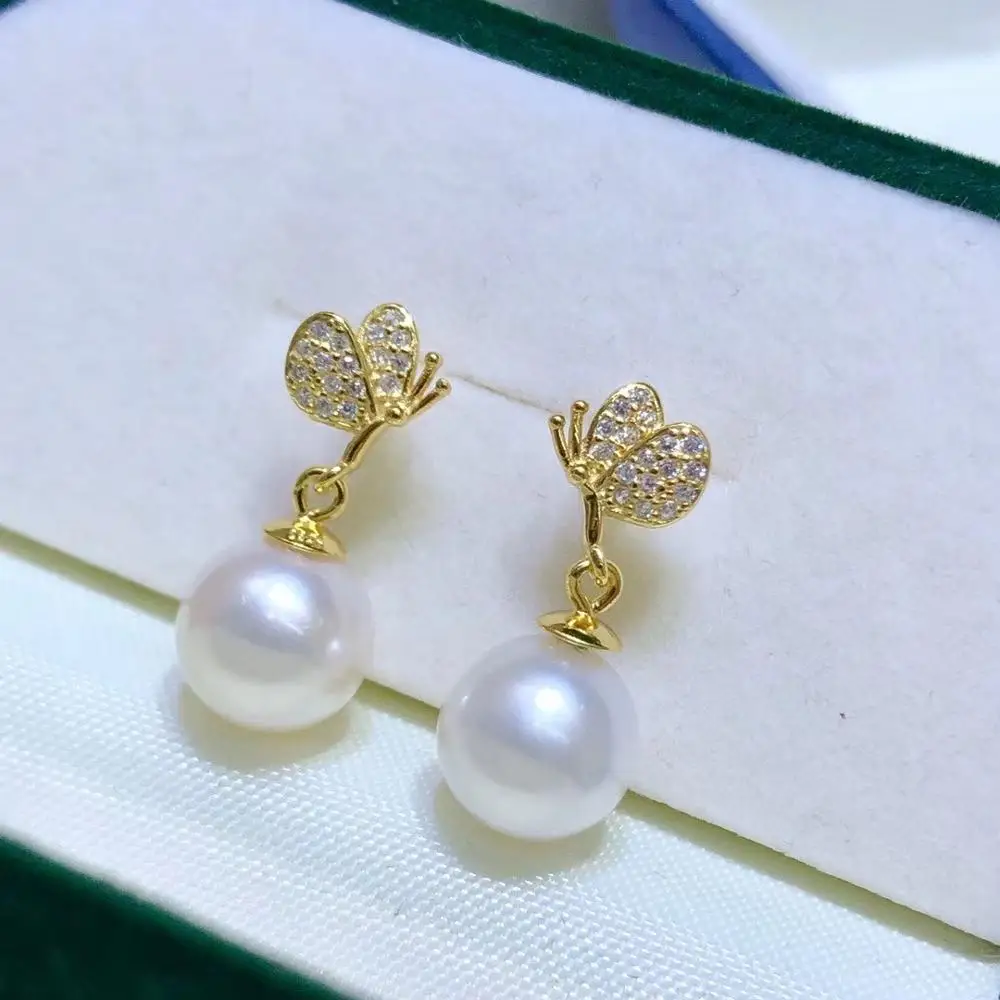 

Butterfly Charm 925 Sterling Silver Earrings Mountings Settings Parts Fittings Accessories for Pearls Beads Agate Jade Crystal