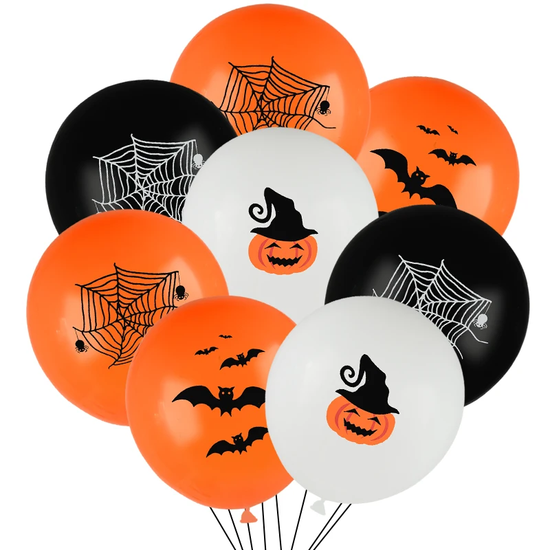 12'' Latex Balloons Halloween spider web bat pumpkin head pattern Globos Inflatable Helium Balloon Halloween Party Decor Ballon