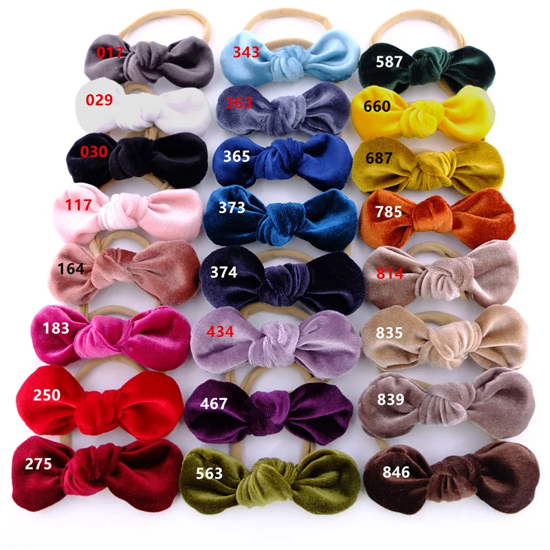 MengNa 24pc/lot 2021 New 4inch Velvet Bow Nylon Headband or Clip Cute Baby Girls Velvet Bows Hairpins Hairgrips Hair Accessories