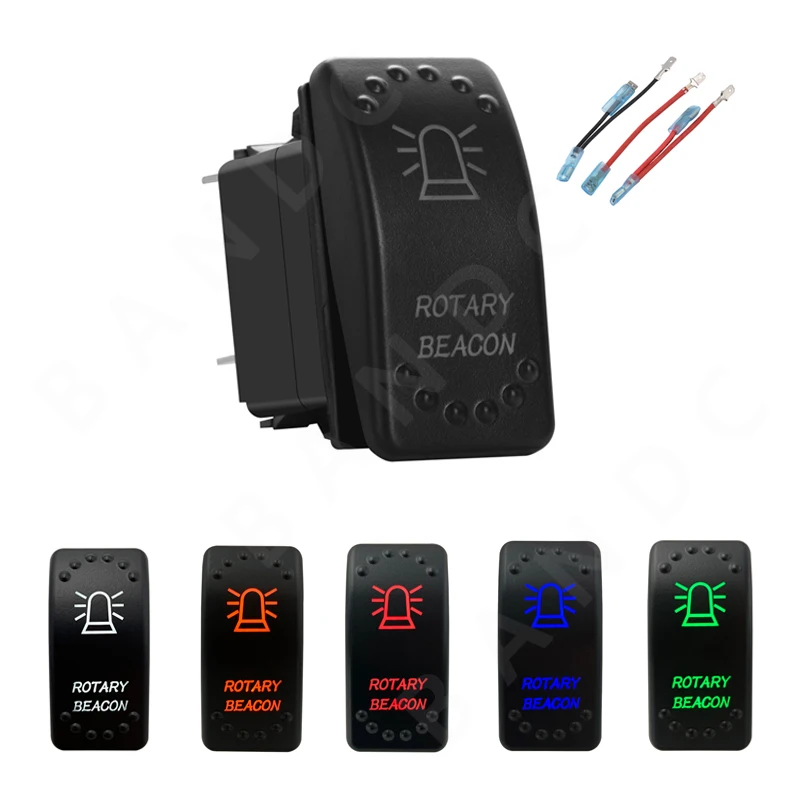 ROTARY BEACON Rocker Switch Marine Car 5P ON-OFF SPST Button Toggle Switch with Jumper Wire Set for Vehicle Van Caravan UTV RZR