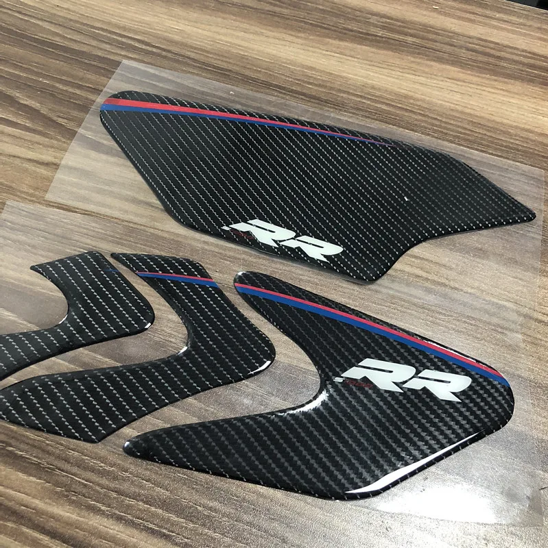 Fuel Tank Pad Kit Sticker Tank Side Oil Gas Cap Cover Protector 3D Carbon Fiber Motorcycle Decal For BMW S1000RR S1000R HP4