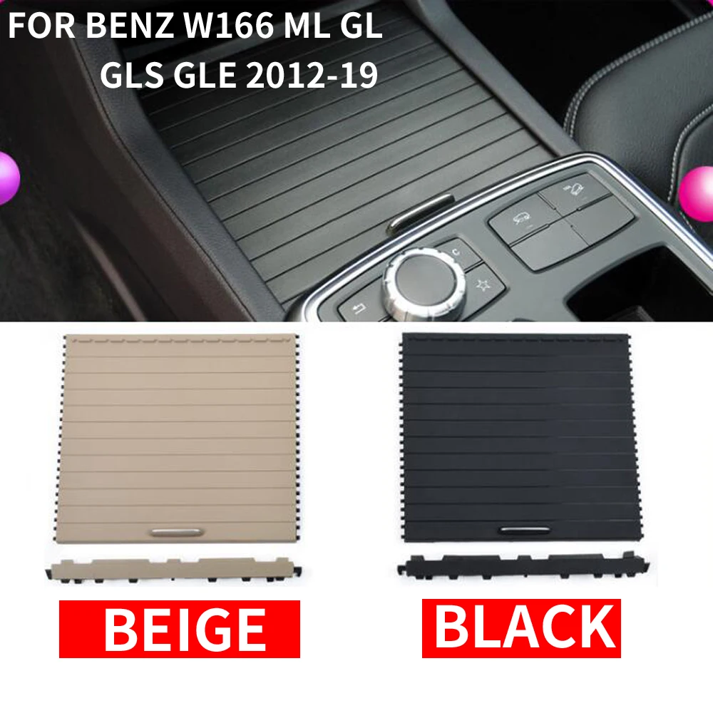 Car Interior Center Console Drink Water Cup Holder Cover Roller Blind Curtain Trim Zipper For BENZ W166 ML GL GLS GLE 2012-2019