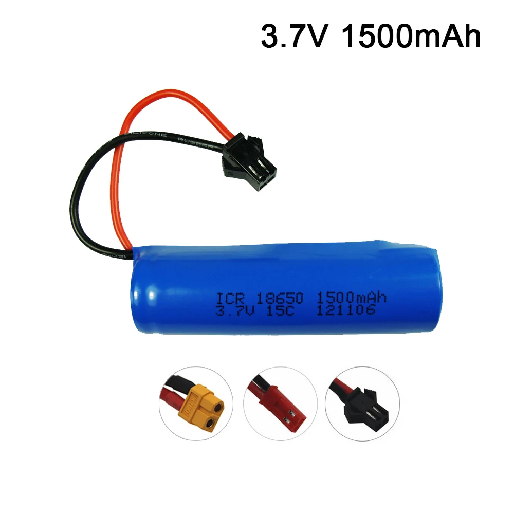 3.7v 1500mah 15C 18650 Li-ion Battery RC toys SM-2P Battery For RC Boat Car Water Soft Gun Toys batteries 1PCS