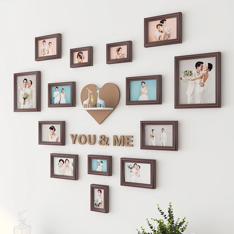 TT Photo Frame Wall Hanging Creative Combination Picture Frame Baby Children Photo Wall Heart-Shaped Photo Wall