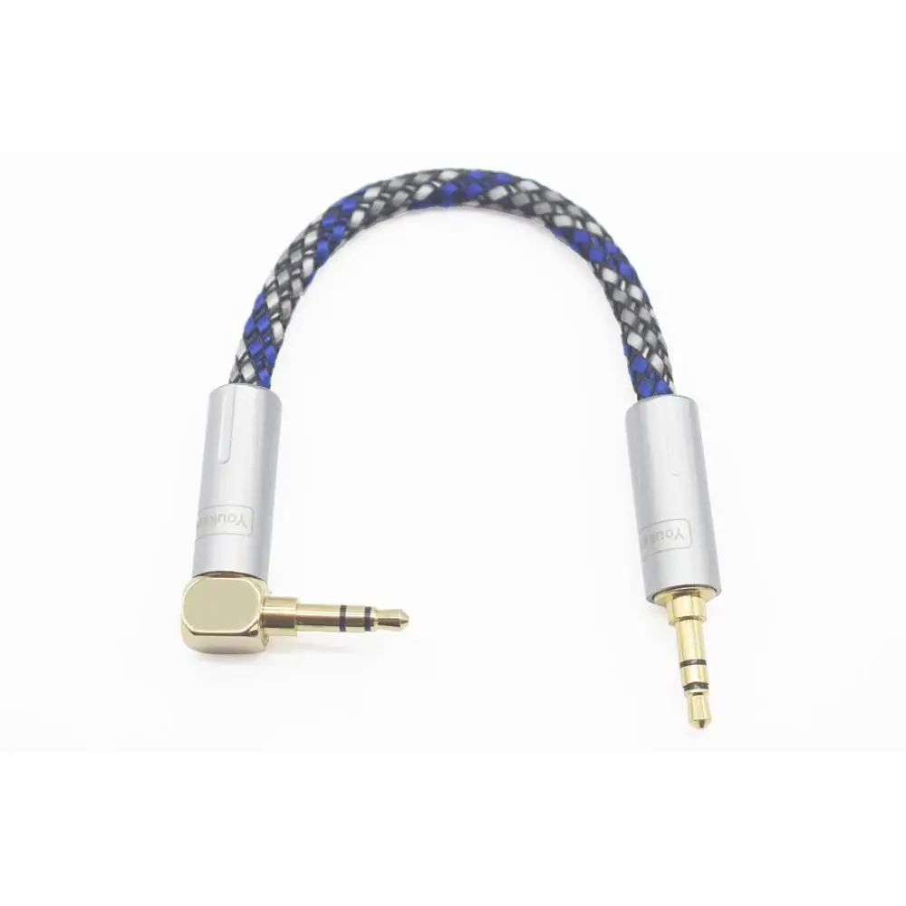 3.5mm Stereo Right Angle Male to Male 8 Core Silver Plated Headphone Cable Silver Plated Aux Cable in Box 3.5mm to 3.5mm