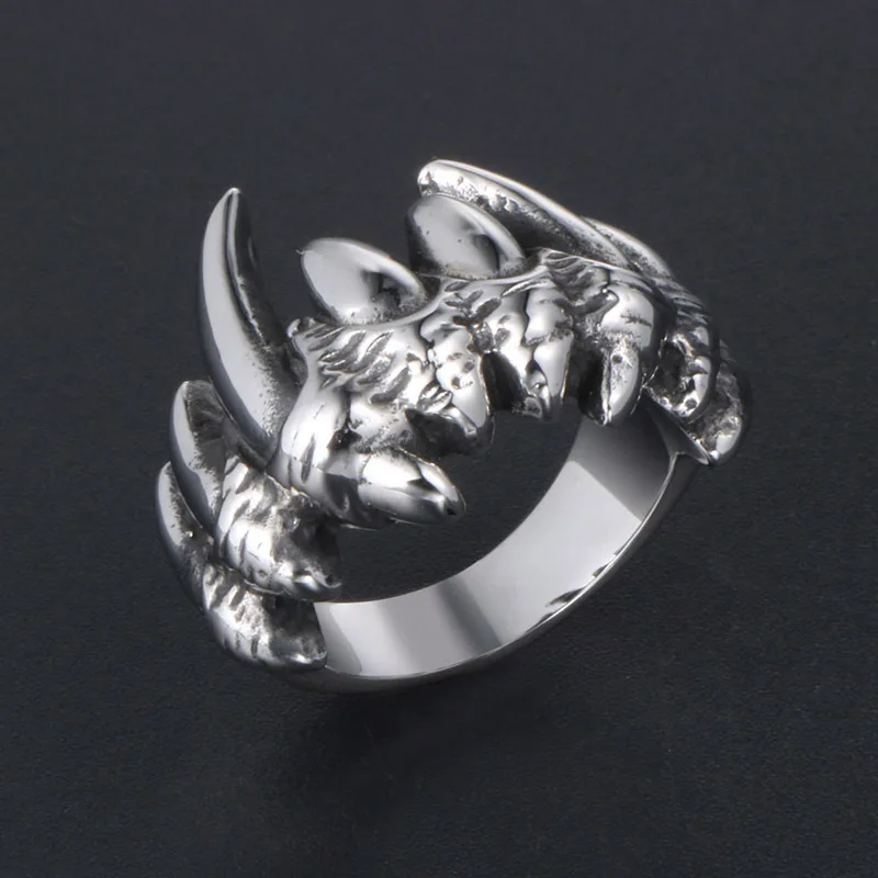 

Popular Simple Skull Claw Ring Silver Color Titanium Steel Ring Men Women Punk Locomotive Rock Hip Hop Jewelry Halloween Gift