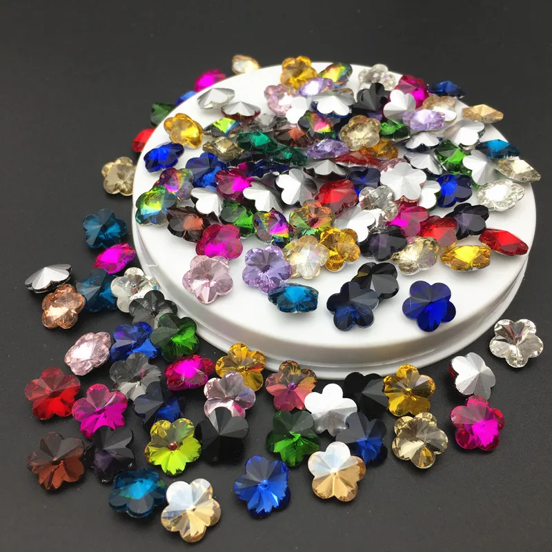 22pcs plum flower shape Crystal Fancy Stones Pointed back Glass rhinestones For diy Jewelry Making Garment