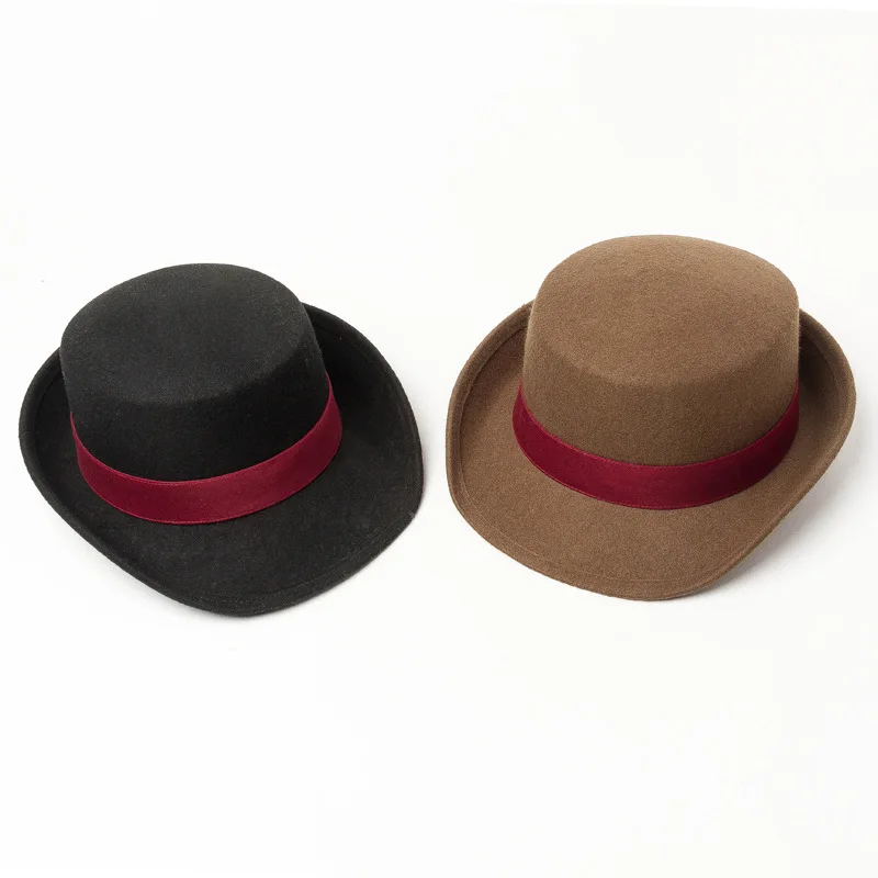 Adjustable British Bowler Hat,Flight attendant/Security guard Uniform cap,Wool Material Stage Performance Professional Felt hat