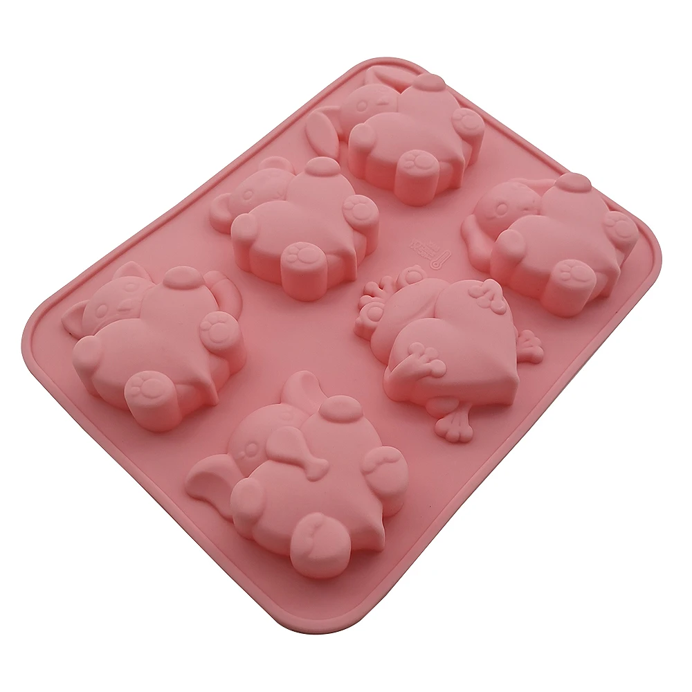 

Silicone Animal Cake Mold 6 Holes Frog Love Rabbit Dog Handmade Soap Mould Non-Stick Bakeware