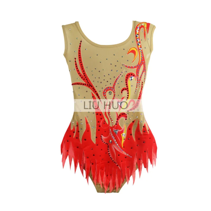 LIUHUO-vestido de patinaje artístico para mujer, leotardo de gimnasia rítmica, leotardo de competición, baile, entrenamiento, Rojo