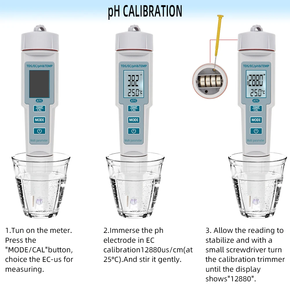 Neue 4 in 1 PH/EC/TDS & Temperatur Meter Wasserdicht PH-Meter LED Wasser Qualität Monitor Tester PH tester für Pools Trinkwasser