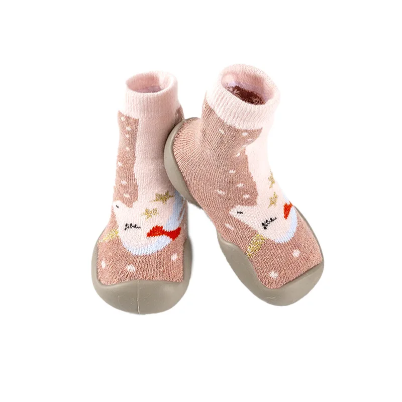 Children Anti-slip Shoes Newborn Baby Boy Girl Cotton Non-slip Floor Socks Rubber Sole Cartoon Indoor Infant Shoe