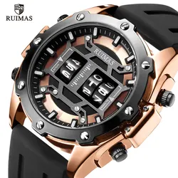 RUIMAS orologio al quarzo digitale da uomo Top Brand orologio da polso impermeabile di lusso cinturino in Silicone maschile orologio militare Relogio Masculino 553