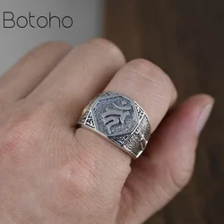 Heavy Solid 925 Sterling Silver Mens Signet Rings Mantra Om Mani Padme Hum Vintage Biker Rings Open Type Buddhism Jewelry