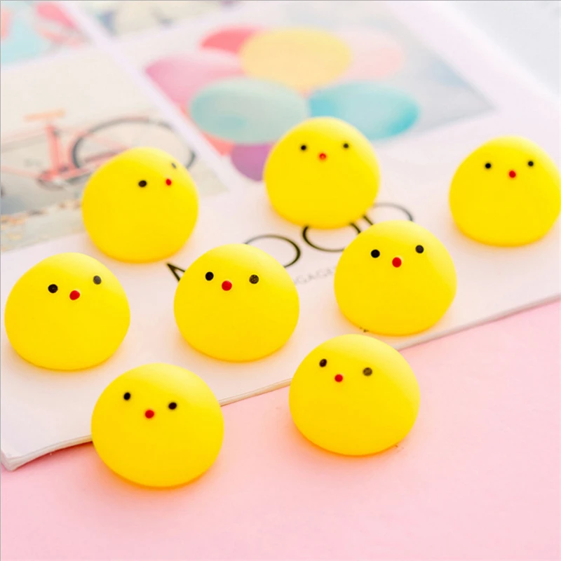 10PCS Cartoon Creative Cute Animal Dumpling Yellow Chick Squeaking Music Decompression Vent Ball Children's Gift Toys