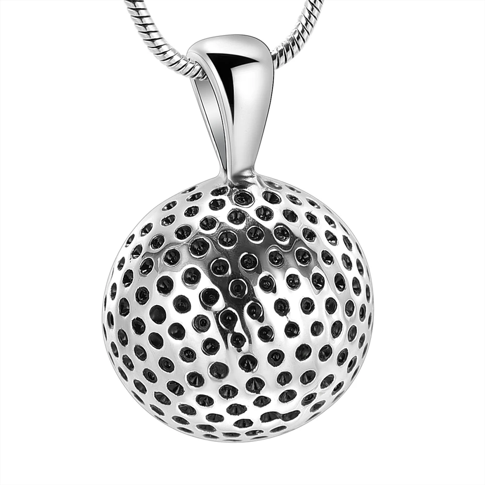 

LL006 Stainless Steel 15mm Golfball Urn Necklace Free Engraving Memorial Locket Pendant For Ashes Keepsake Jewelry Women Men