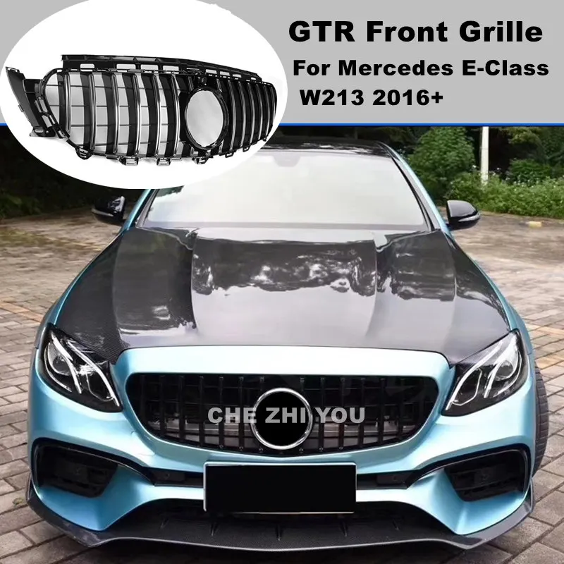 

GT-style Car Front Bumper Grille for Mercedes E Class W213 2016-2019 ABS Front Grille E200 E250 E300 E320 E350 no Center Logo