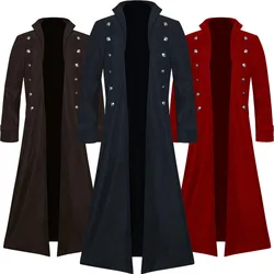 Medieval Renaissance Men Long Coat Trench Cosplay Costume Middle Ages Retro Court Nobles Clothes Black Red Brown Jacket S-5XL
