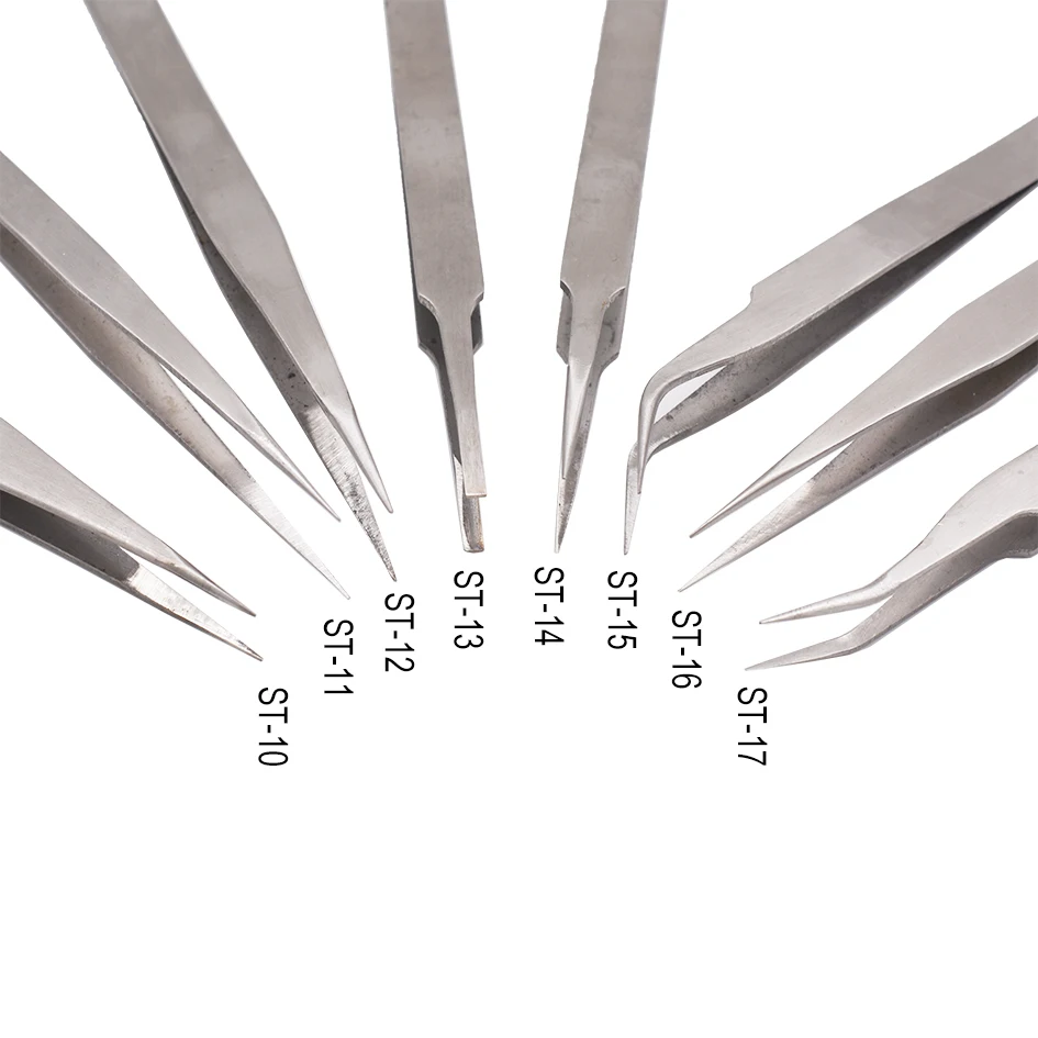 Stainless Steel Tweezers HRC40 Nipper ST-10 ST-11 ST-12 ST-13 ST-14 ST-15 ST16 ST-17 for Phone Repair Tools 120pcs/lot