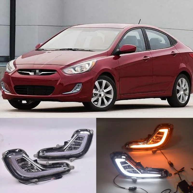 

2 pcs For Hyundai Accent Solaris 2010-2013 lamp cover daylight LED Daytime Running Light Fog Light DRL signal Lamp