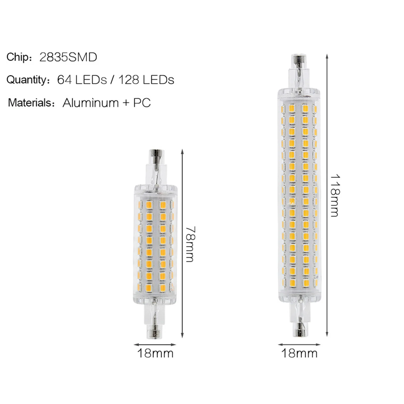 R7S 78mm 118mm LED Corn Light Bulb 2835 SMD 64LEDS 128LEDS LED Floodlight Warm/Cool/Neutral White 110V 220V Lamp