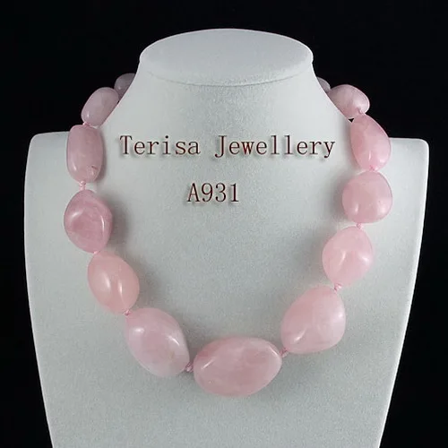 Terisa Pearl Jewelry Store New Style Natural Stone Necklace Pink Color Baroque Rose Quartzs Gemstones Fashion Jewelry Women Gift