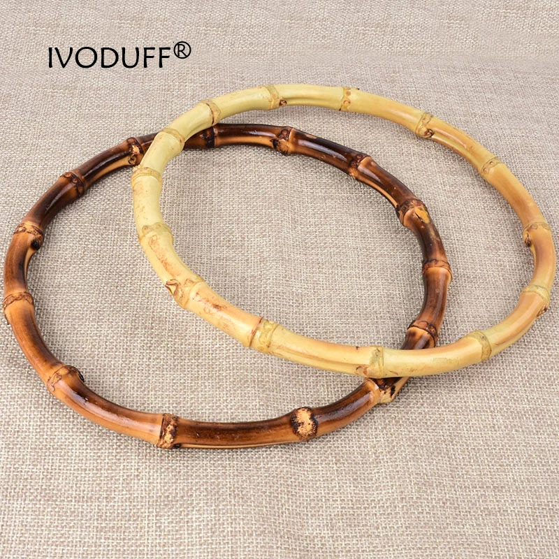 Bamboo Handle Round Shape 150mm, DIY Craft Handbag, Purse Handle Natural Bamboo Material