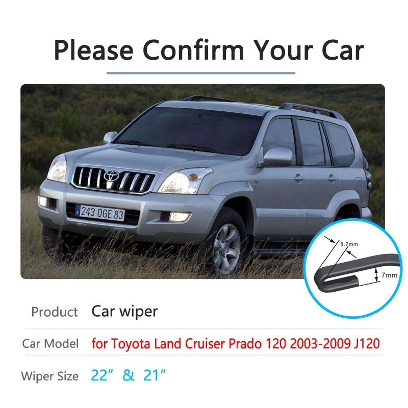 Car Wiper Blade for Toyota Land Cruiser Prado J120 120 2003~2009 2004 2008 Front Windscreen Windshield Brushes Car Accessories