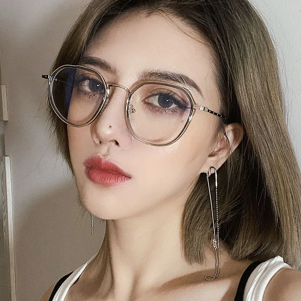 Metal Round Anti Blue Light Glasses Women Men Fashion Blocking Eyeglasses Frames Transparent Computer Glasses Optical Spectacle