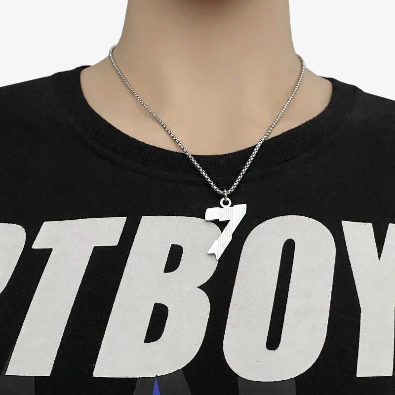 Dainty Tiny Number 2 7 Soccer Football Baseball Pendant Birthday Lucky Cristiano Ronaldo Number Pendant Charm Necklace 50cm