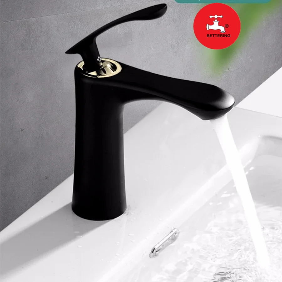 Mixer Black Bathroom Mixer Brass Wash Basin Faucets Single Handel Cold Hot Water Sink Taps Single Hole Wash Taps Stream Deck