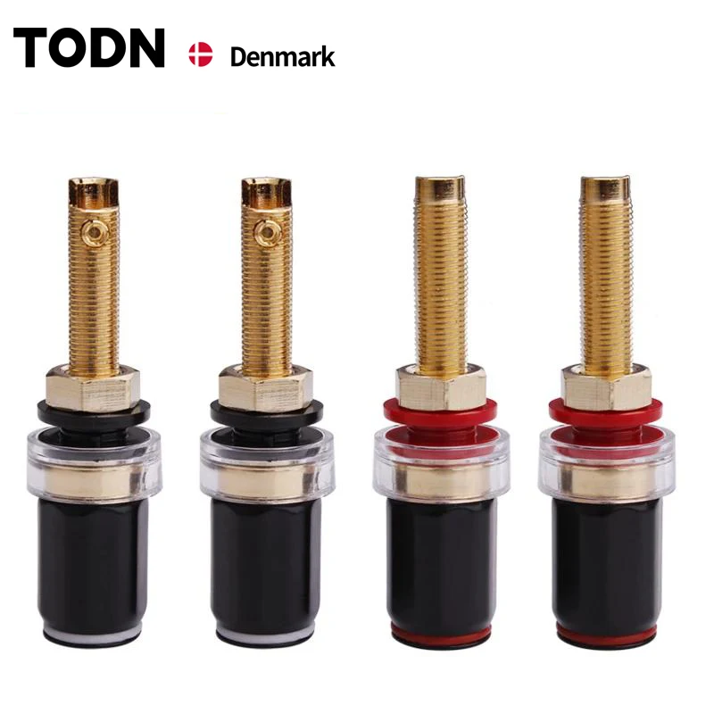 4 stuks zwart en rood gratis lassen koperen luidsprekerversterkerterminal voor 4 mm bananenstekker