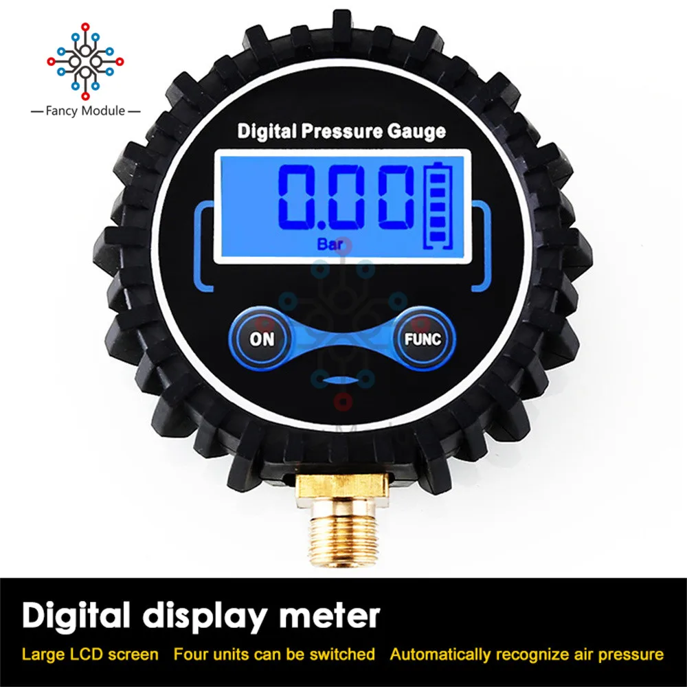 1/4 0-200PSI Digital Tyre Tire Air Pressure Gauge LCD Manometer Pressure Gauge With LED Light For Car Truck Motorcycl