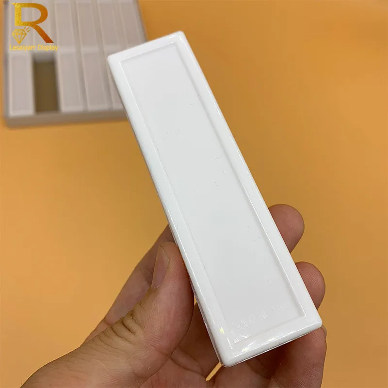 12 Stück 3 x 10 cm Edelstein-Display-Kunststoffbox, Aufbewahrungsbehälter für Edelsteine, Diamanthalter, Organzier, transparenter Acryldeckel und weißer Schaumstoff