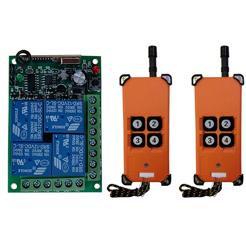 3000m DC12V 24V 4CH Radio Controller RF Wireless Remote Control Overhead travelling crane System Receiver+ number keys Remote