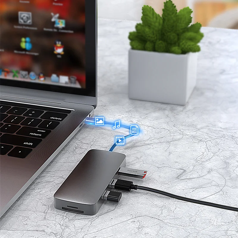 15 In 1 Docking Station Usb Hub Type C Naar Hdmi-Compatibele Draadloze Opladen Usb 3.0 Adapter Type C hub Dock Station Voor Macbook