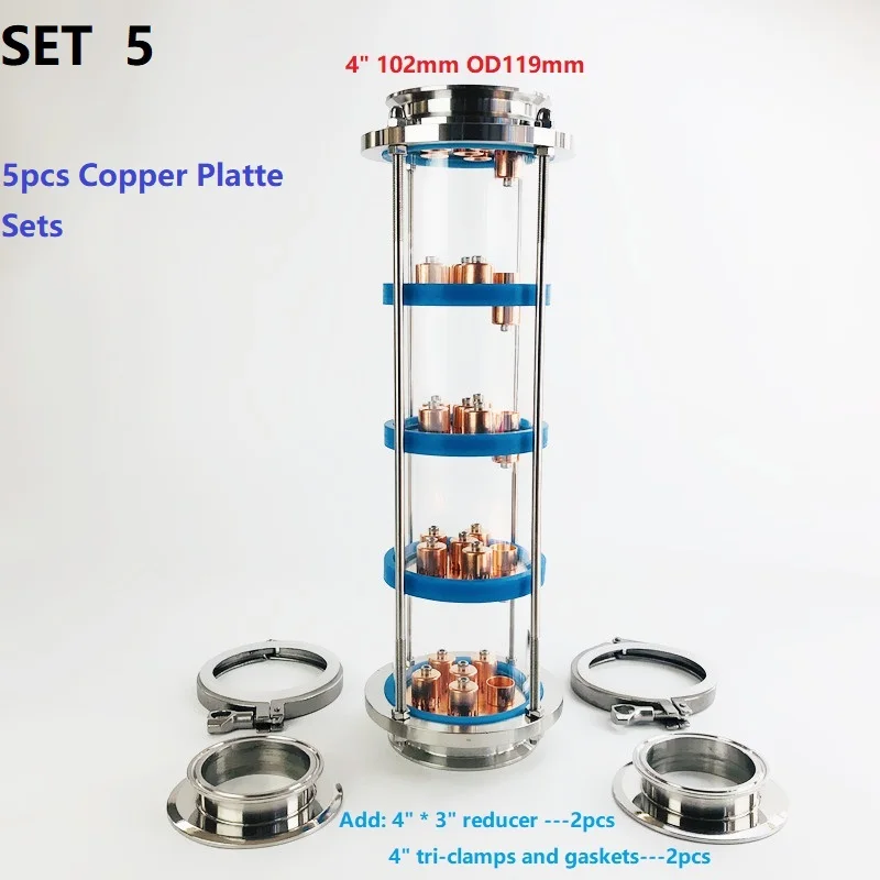 Imagem -05 - Conjuntos de Coluna de Lentes de Destilação Tri-clamp Sight Glass Union Aço Inoxidável 304 Pcs Copper Plates in Novo