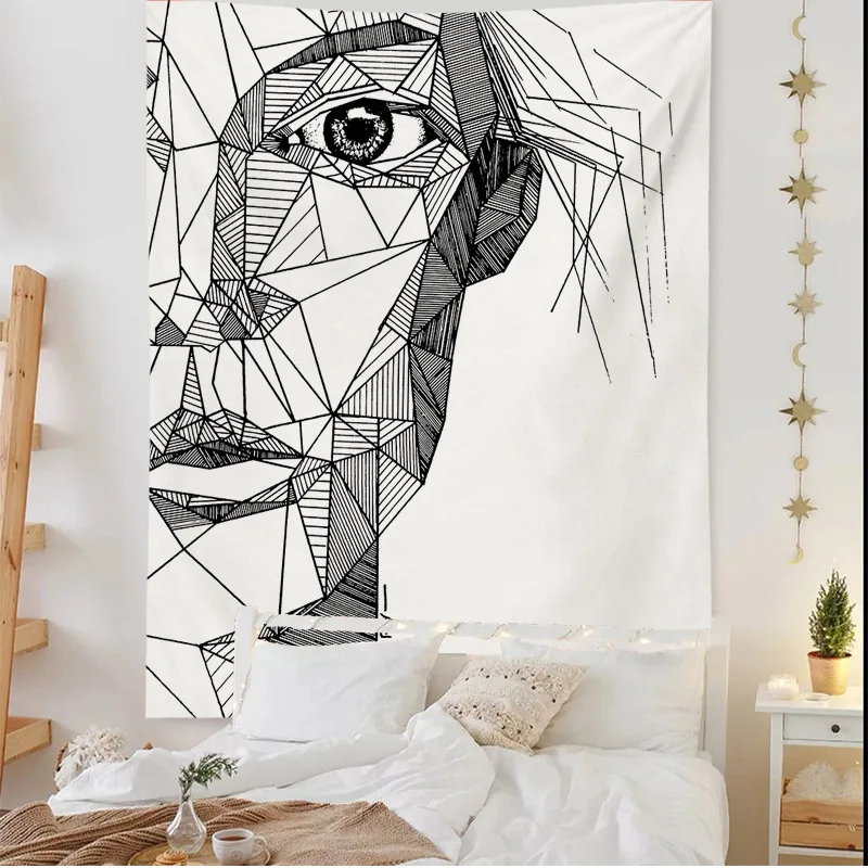 

Simple Tapestry Wall Hanging Nordic Home Decor Abstract Lines Fabric Painting Background Polyester Tapestries for Bedroom Dorm