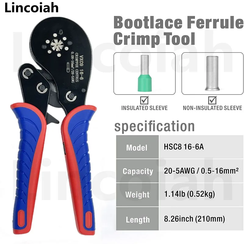 Ferrule Crimping Tool Kit, Wire Ferrule Crimper Plier Kit,Hexagonal Crimpers (0.08-16mm²/AWG28-5) for Wire Ferrules Connectors