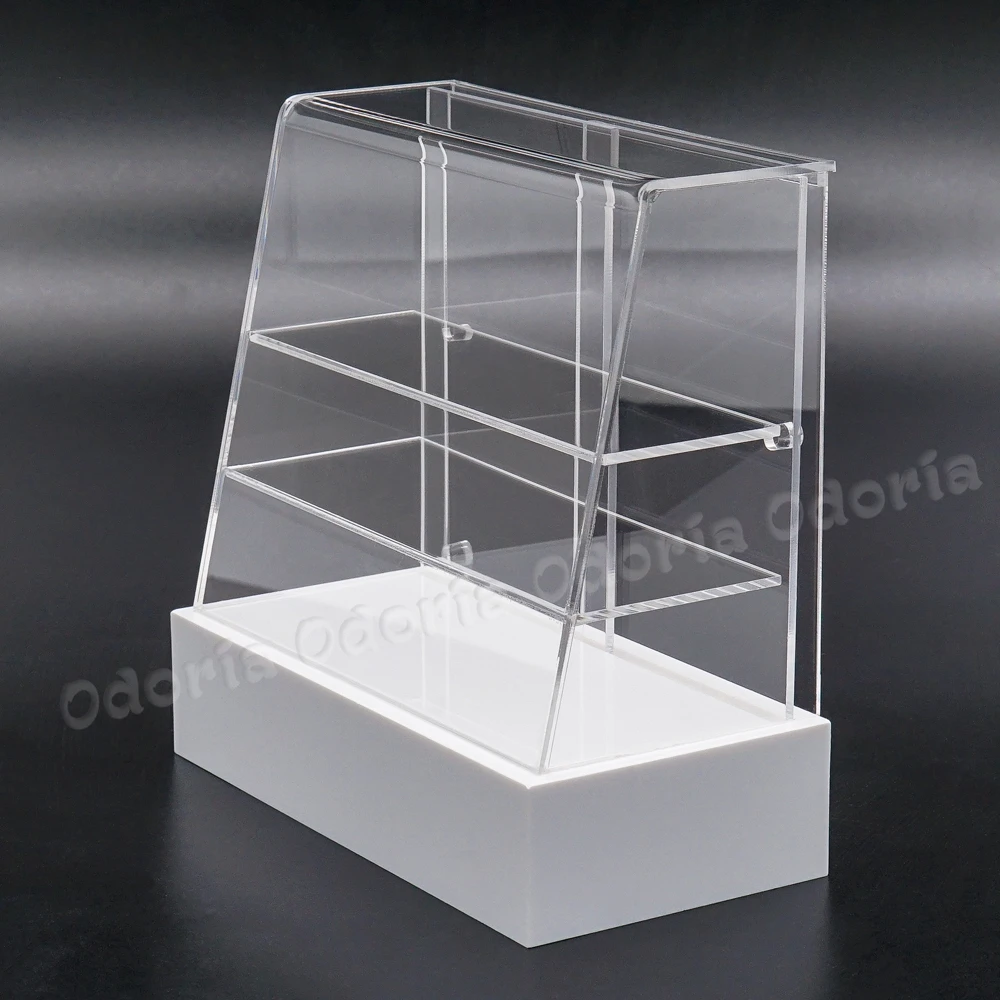 Odoria-expositor de panadería en miniatura, mueble de almacenamiento de alimentos, Mostrador de pasteles, tienda, accesorios de decoración para casa de muñecas, color blanco, 1:12