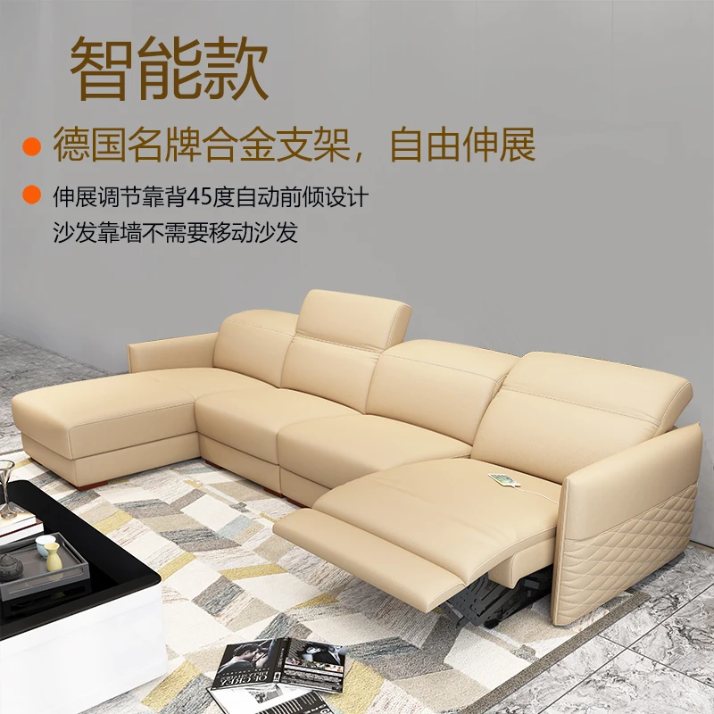 

Living Room Sofa set furniture real genuine cow leather sofas recliner puff asiento muebles de sala canape L shape sofa cama