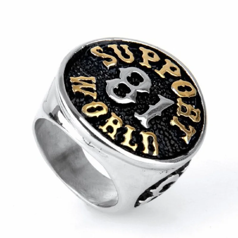 Stainless steel men\'s rings wholesale punk titanium steel ring Sport Numbers