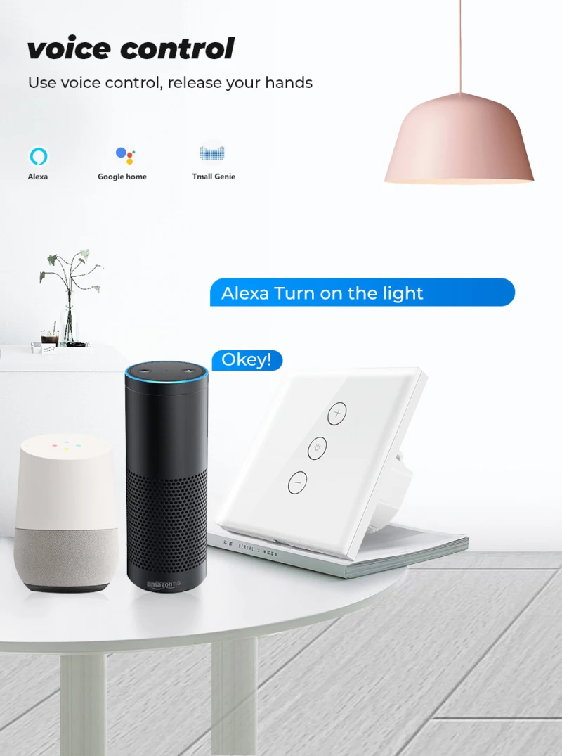 10A Tuya Smart Life WiFi Touch Dimmer Switch Light Led Backlight APP Wireless Timer Remote Control Work With Alexa Google Home