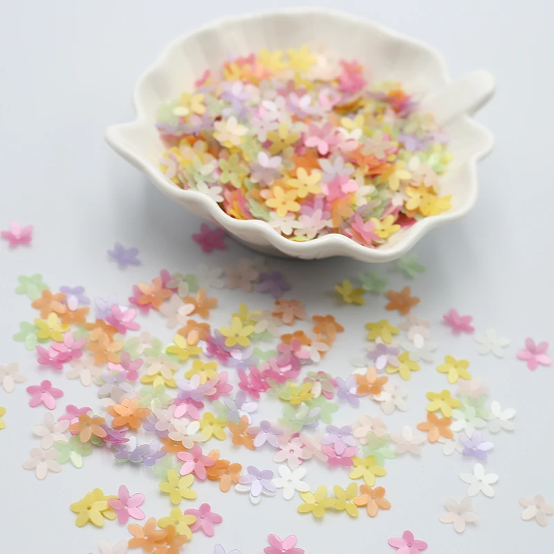 10mm Flower Seuiqns Five Petal Bloom Paillettes 3D Matte Color PVC Manicure Sequin for Craft Art Nails Beading Embroidery 800Pcs