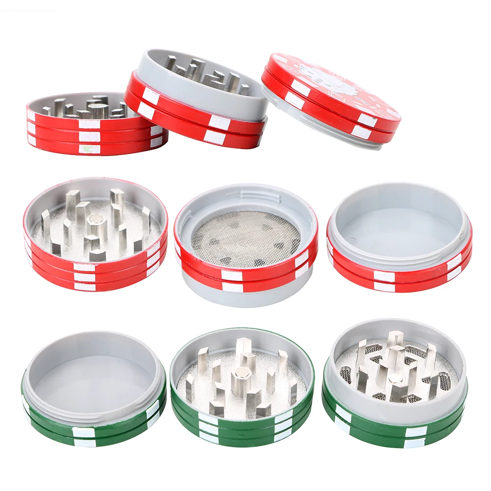 Herb Cutter Grinder Cigarette Accessories Gadget Smoking Pipe Accessories Poker Chip Style 3-layer Spice Cutter