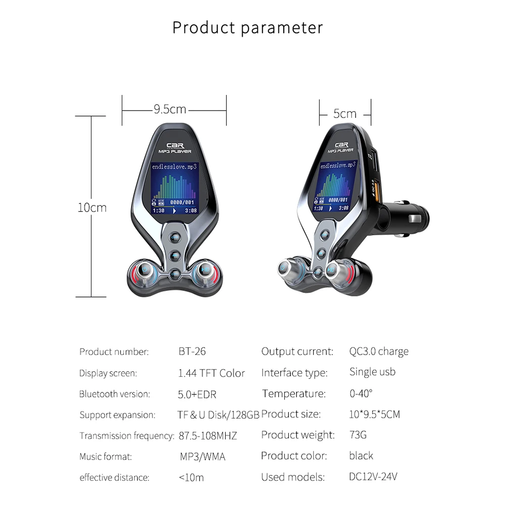 FM Modulator Transmitter Bluetooth 5.0 FM Radio QC3.0 USB Car Charger Handsfree Car Kit Wireless Aux Audio FM Transmiter - Image 5